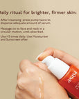 Use Asaya Vitamin C serum twice daily on clean face and neck for brighter, firmer skin