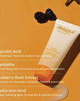 Glycolic acid, manjishtha, mulberry root extract, hyaluronic acid - Asaya detan cleanser ingredients. Best for detanning, glowing skin