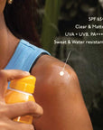 Broad spectrum SPF 65+ UVA+UVB PA+++ Asaya sunscreen spray for all skin types, sunscreen spray with aloe vera