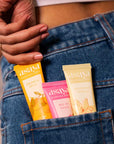 Pocket sized travel friendly hand creams in different fragrances by Asaya