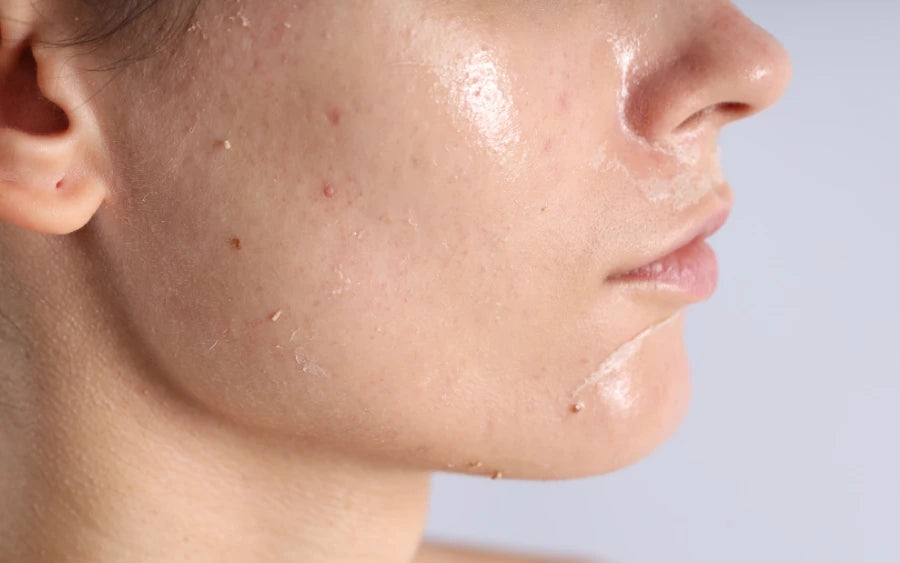 A clear, smooth skin texture illustrating the benefits of AHA for acne marks on dry skin. 