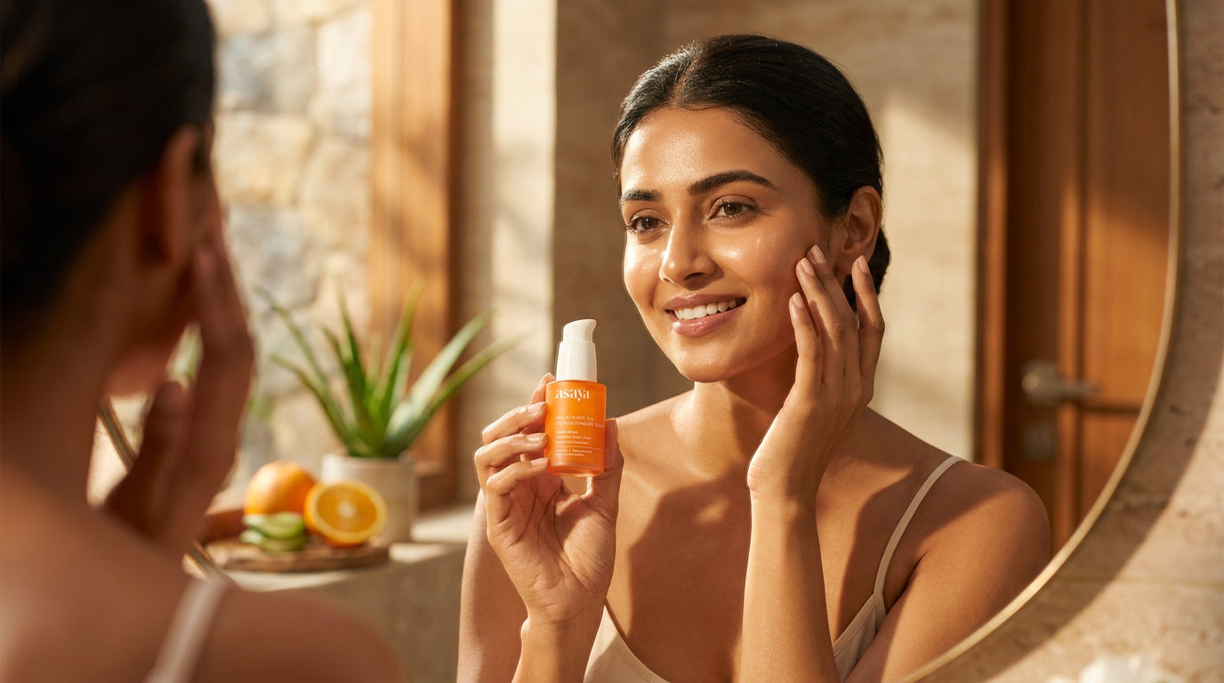Indian woman with glowing skin, illustrating the best ways to treat dull skin. 