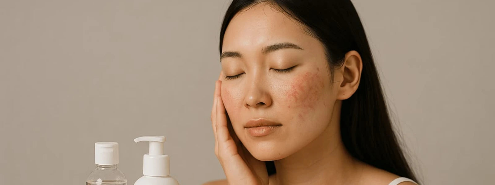 A visual guide to niacinamide benefits for barrier repair, showing a serene skincare product bottle. 
