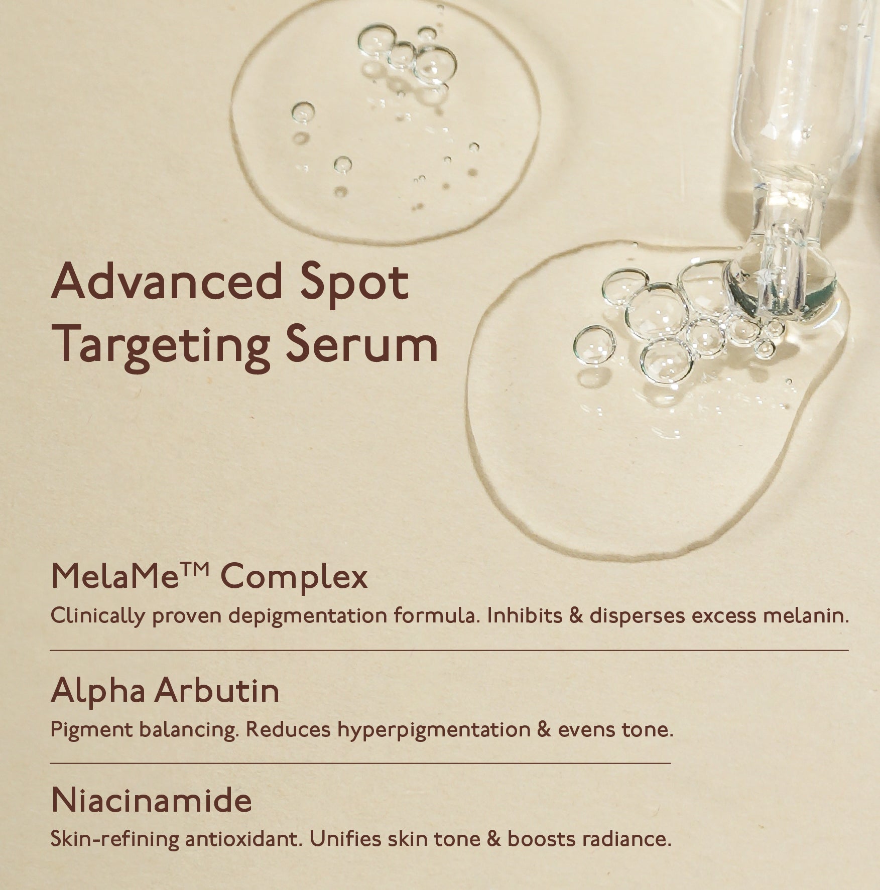 Key ingredients in Asaya's advanced spot reduction serum are MelaMe complex, alpha arbutin and niacinamide. Suitable for men and women with dry, oily, sensitive, acne prone skin.